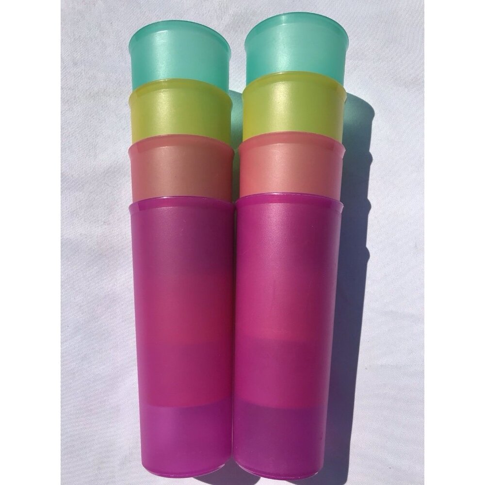 Vtg 90s Tupperware Tumblers Straight Side 115 8 oz 116 12 oz Jewel Tone Lot 8